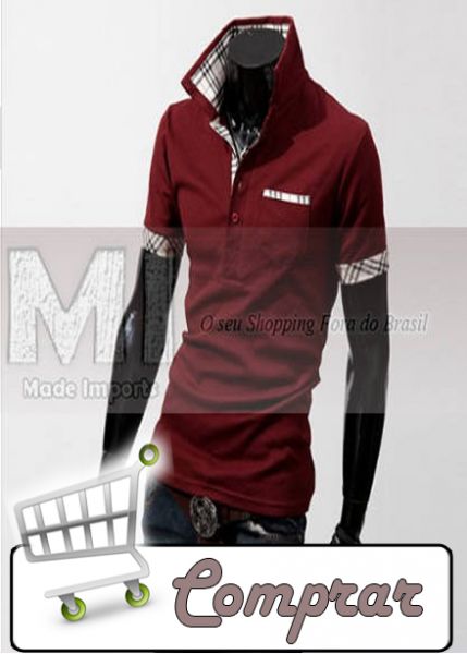 Camisa Polo Masculina Slim Fit Vermelho Destaque! Importada