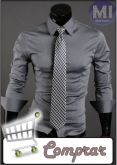 Camisa Social Slim Fit Cinza